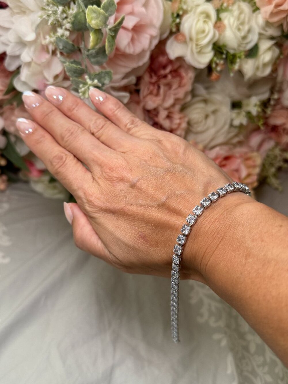 White Gold Plated Zircon Bracelet Sparkle Tennis Crystal CZ Jewelry